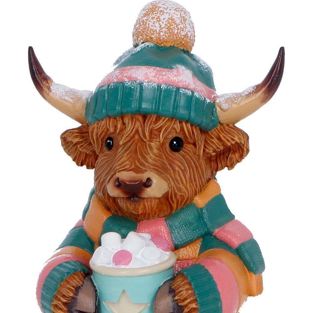 Highland Cow Statue Figurine Ornament Christmas Winter Scottish Cow Gift