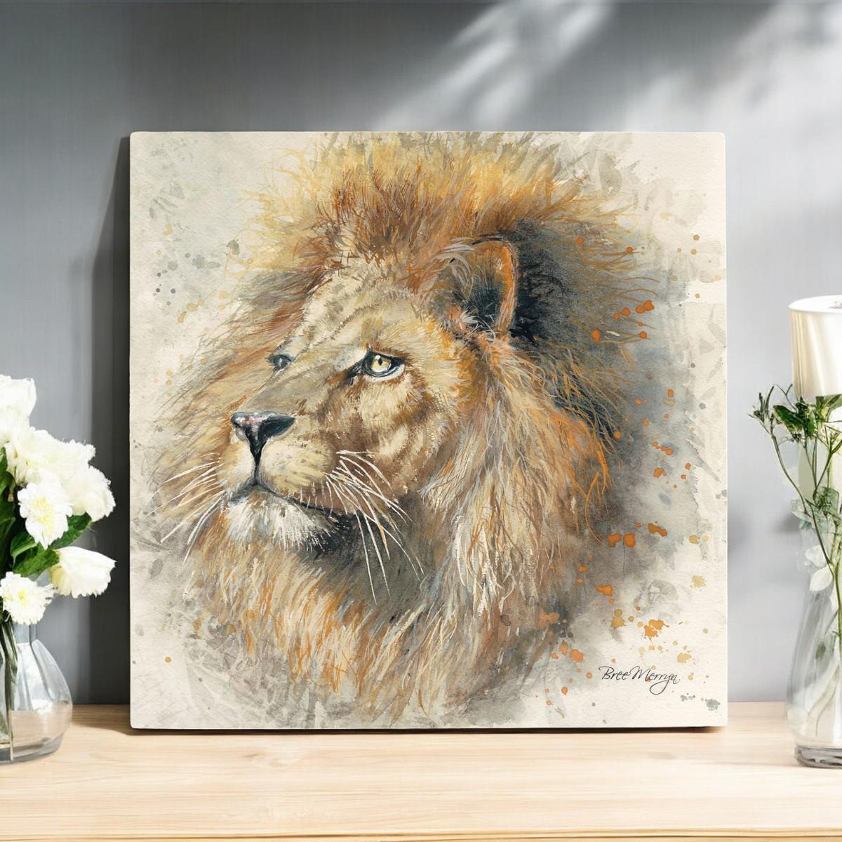 LEX Lion Ceramic Art Tile by Bree Merryn – 20x20cm Decor