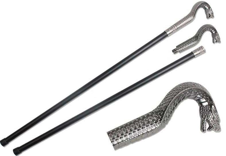 Snake Cane Prop 91cm | Cobra Head Gothic Cosplay Stick for LARP, Fantasy & Theatre Use