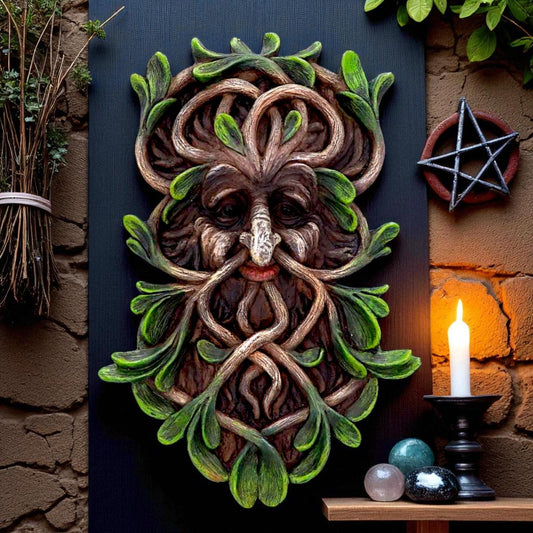 Mystical Forest Green Man Guardian Tree Spirit Wall Plaque Wiccan Pagan Art