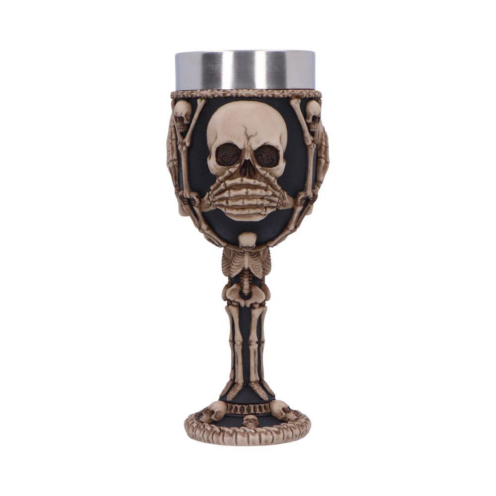 3 Wise Skeleton Goblet Gothic Skull See No Evil Chalice Halloween Decor Drinkware