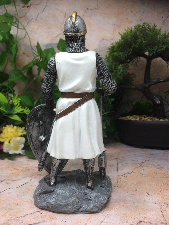 Templar Knight Standing with Sword & Shield Statue Ornament Medieval Gift Sculpture 23 cm-Osiris Craftworks