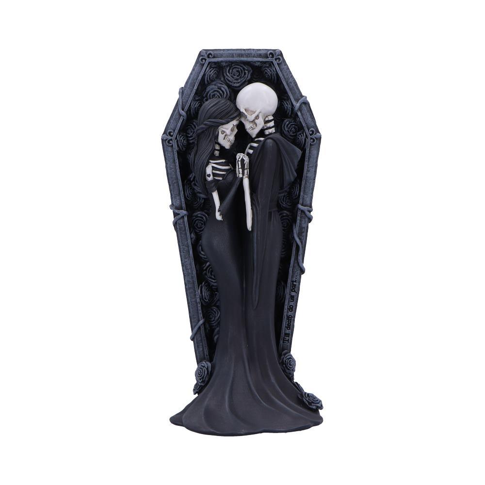Fantasy Skeleton Couple Figurine Macabre Romantic Gothic Coffin Embrace Statue