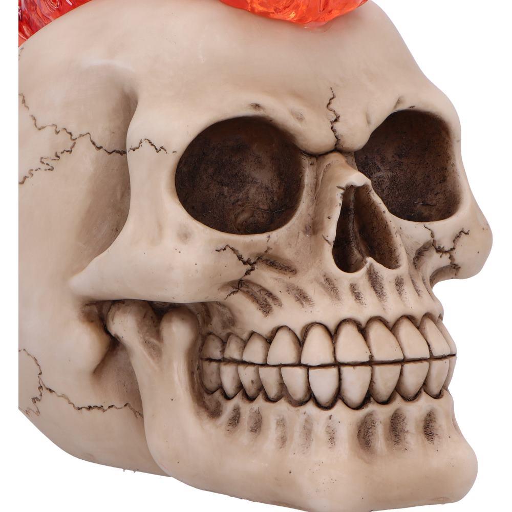 Gothic Skull with Led Flame Mohawk Sculpture Horror Creepy Halloween Figurine