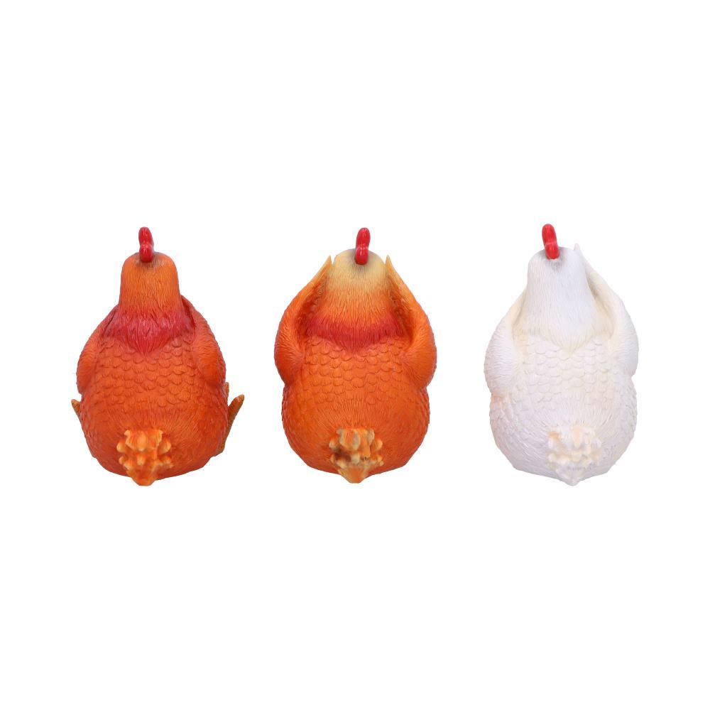 Three Wise Hens Figurines See No, Hear No, Speak No Evil Farmyard Art Decor