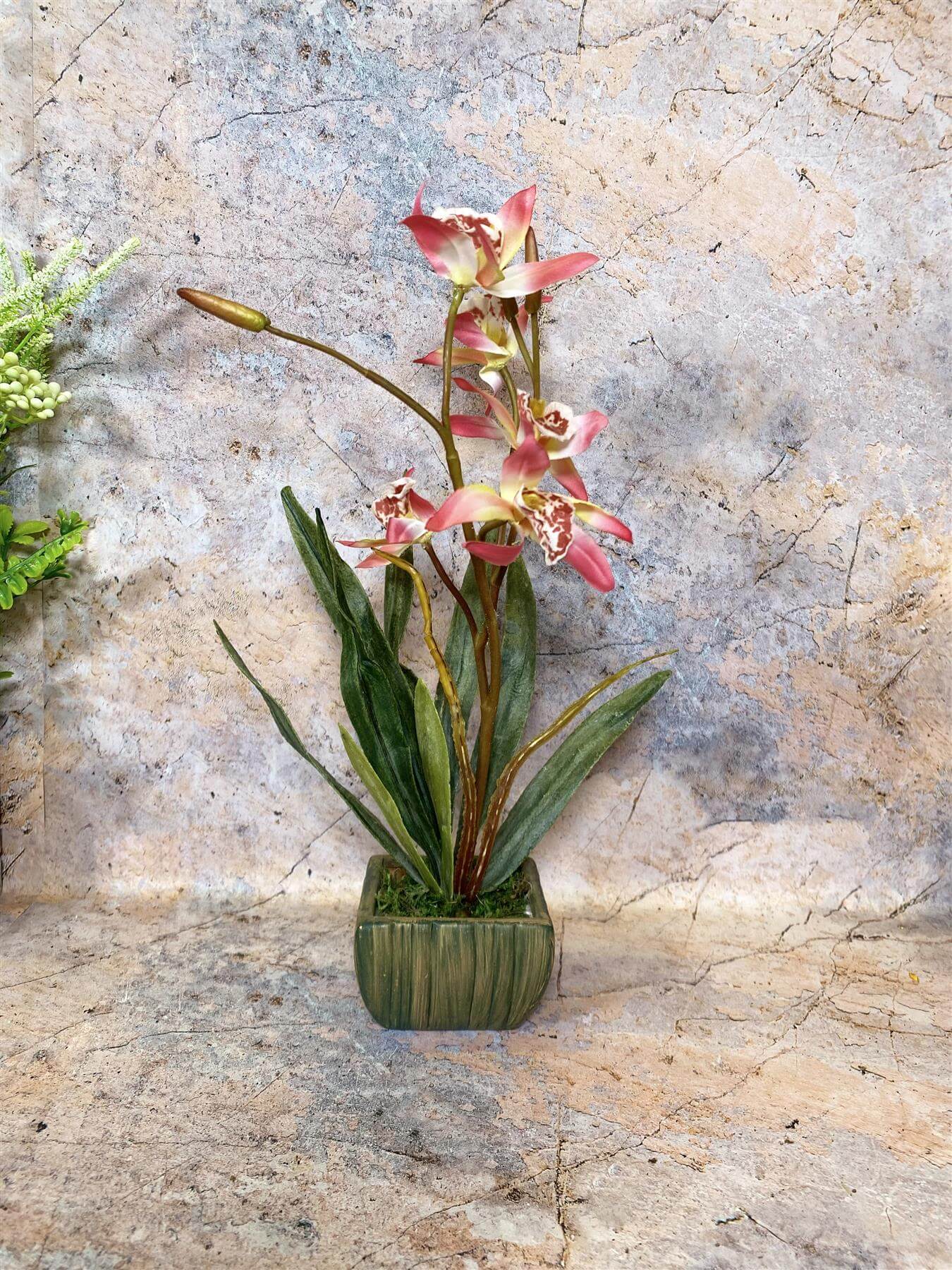 Elegant Artificial Orchids Display in 20 cm Tall Plant Pot - Lifelike Home Decor