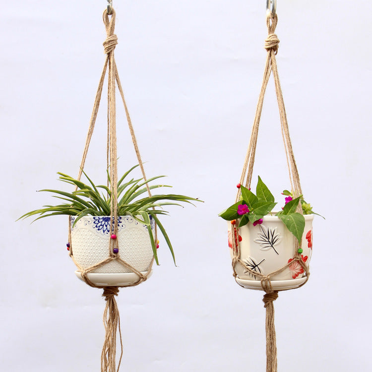 bohemian macrame plant hanger Boho Macrame Plant Hanger with Bead Accents