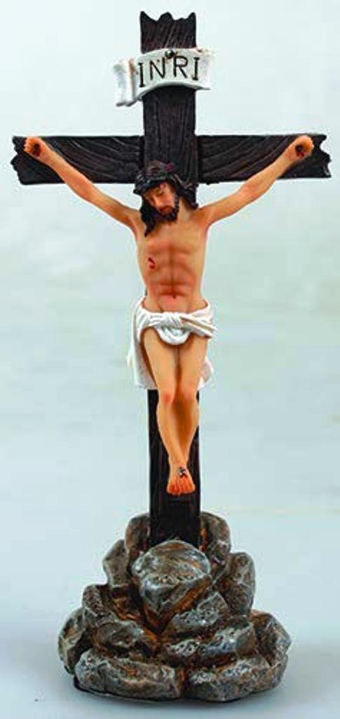 Elegant 13cm Resin Crucifix Cross | Free Standing Religious Display | New in Box