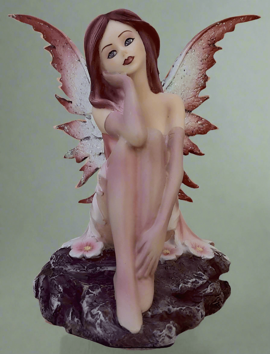 Enchanting Blossoms Handmade Resin Pink Flower Fairy Figurine 14cm Sculpture