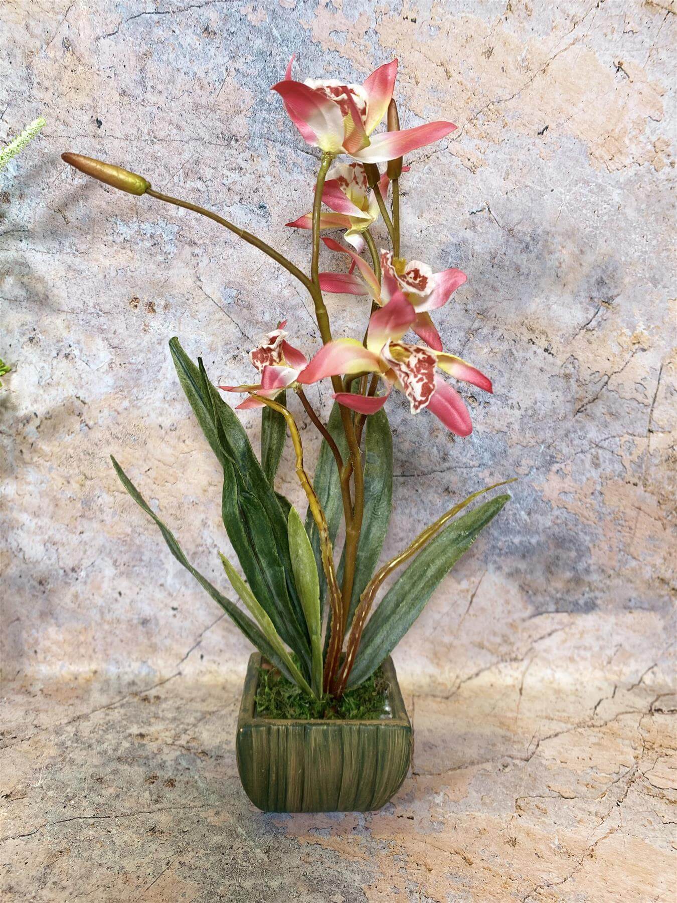 Elegant Artificial Orchids Display in 20 cm Tall Plant Pot - Lifelike Home Decor