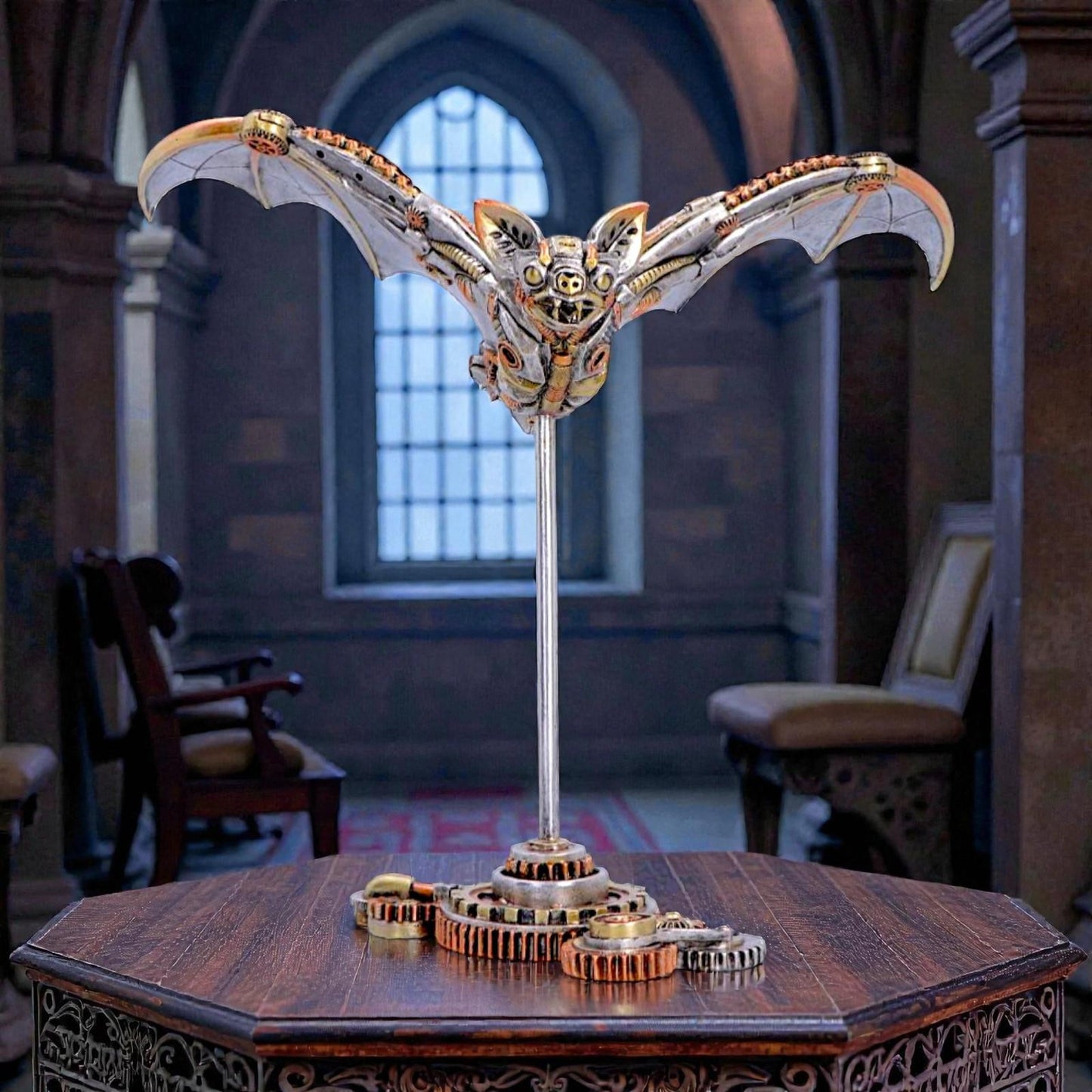Mechanical Bat Statue Steampunk Ornament Gothic Creature Decorative  Display