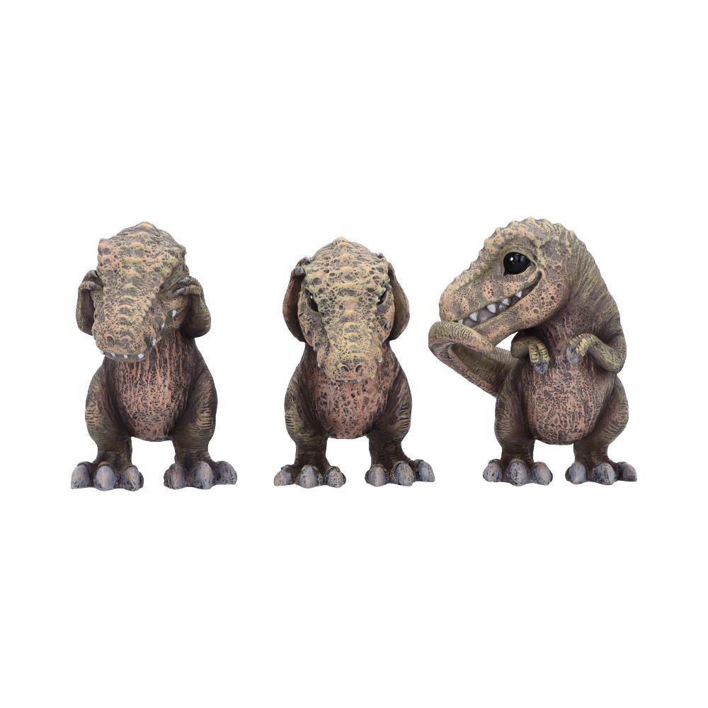 Three Wise T-Rex Dinosaur Figurines Set See No, Speak No, Hear No Evil Figurines