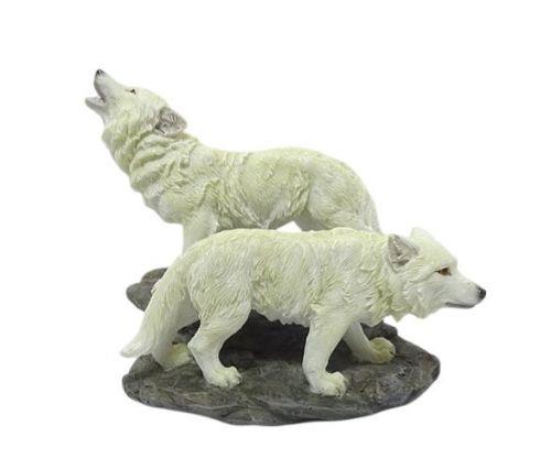 Howling Arctic Wolves Sculpture – Intricately Handcrafted Resin Figurine 9.8 x 8.5 cm – Beautiful Gift for Wildlife and Wolf Enthusiasts