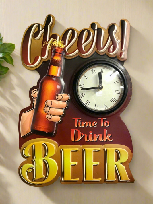 Vintage Metal 3D  Logo Sign Pub Man Cave Wall Beer Lager Clock Plaque