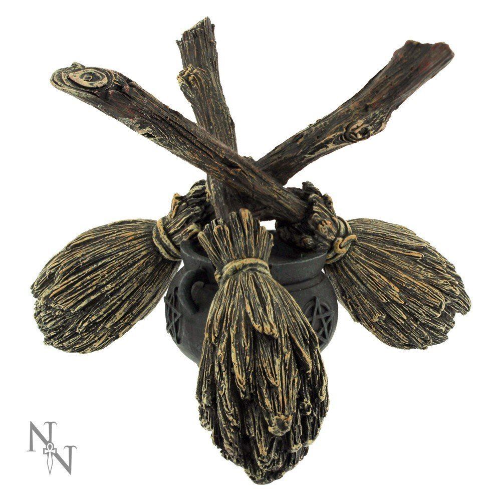 Broomstick Crystal Ball Holder Wiccan Altar Pagan Decor Witchcraft Ornament