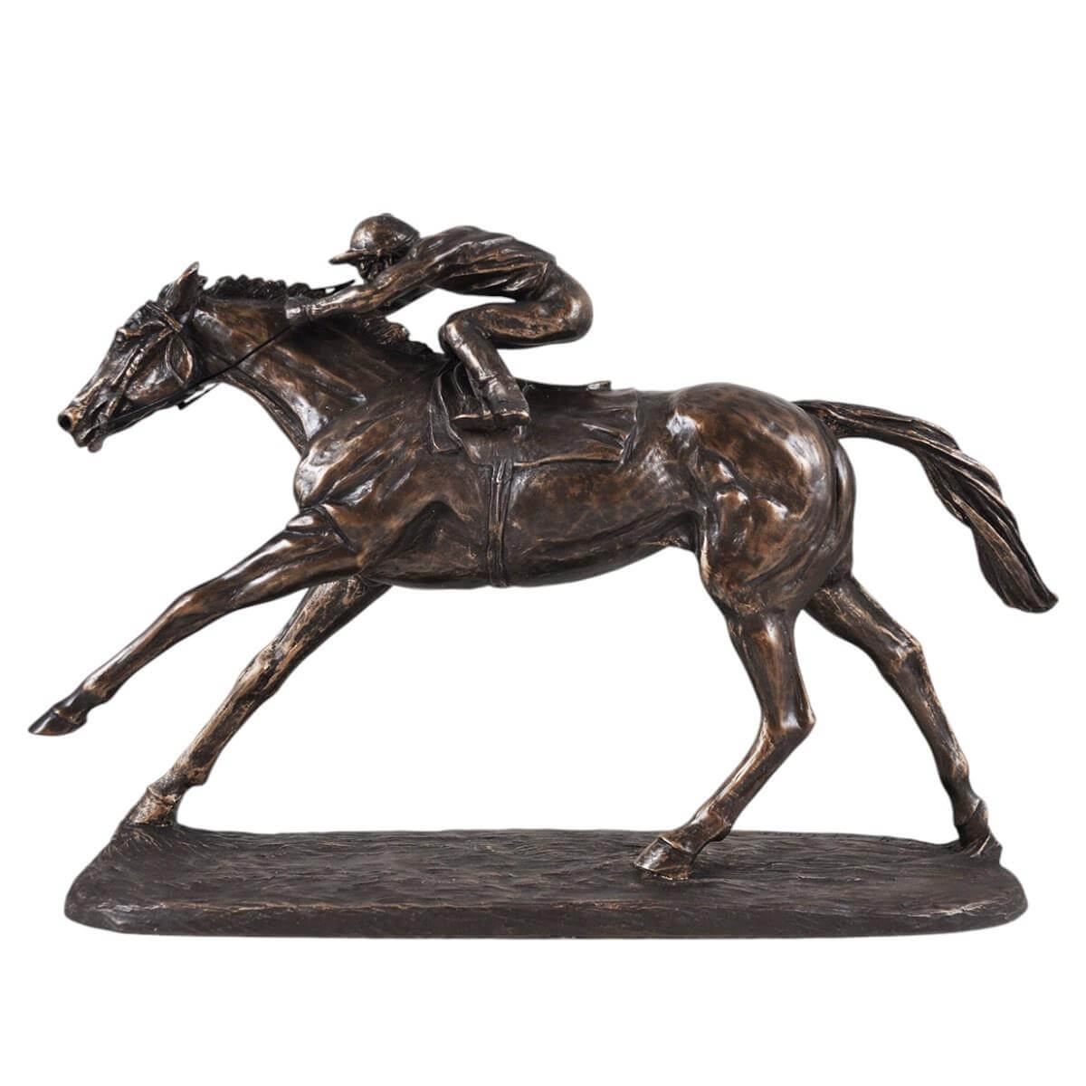 On The Flat Racing Horse Sculpture – Bronze Effect Horse Statue by Harriet Glen, 33.5 cm Elegant Racing Decor for Equestrian Lovers