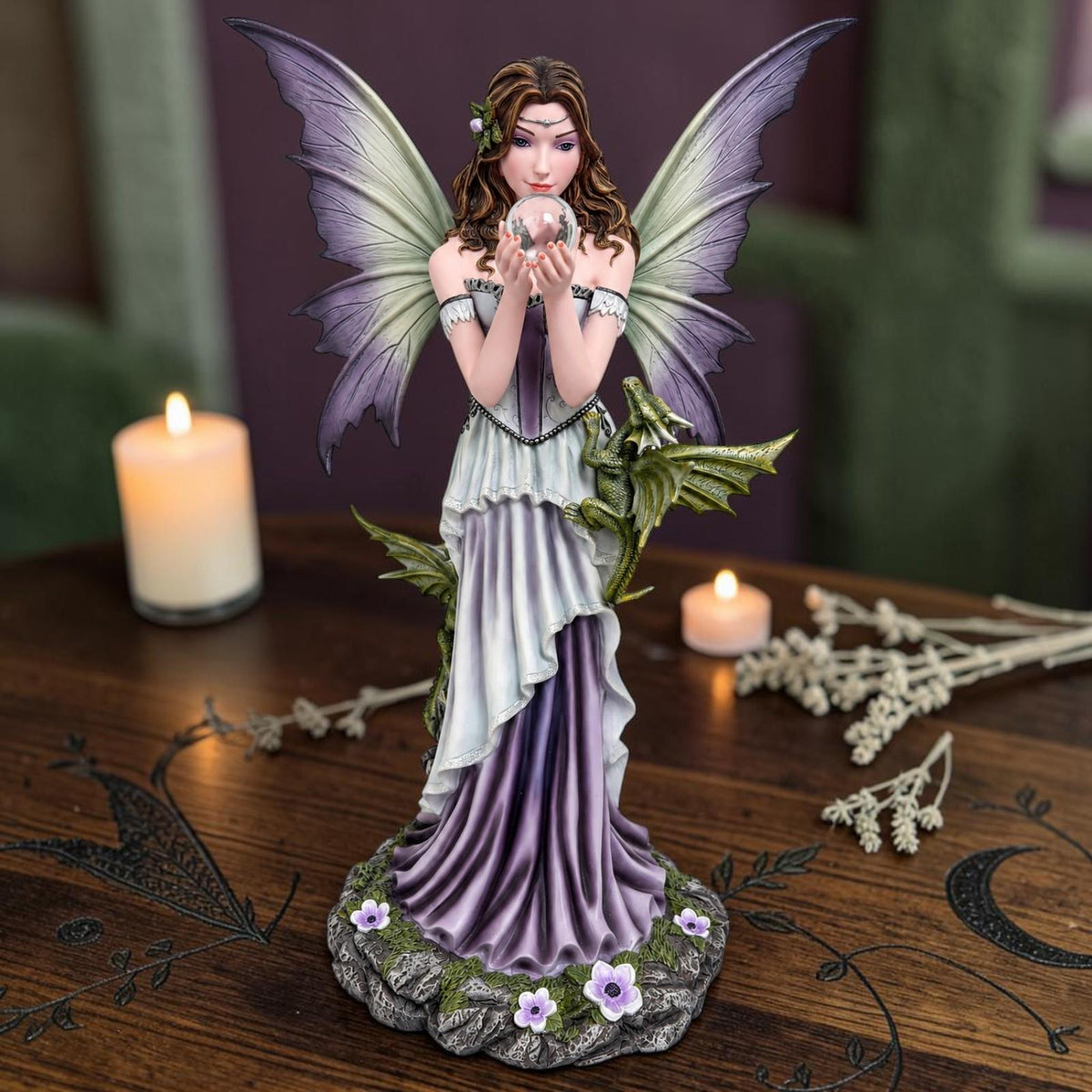 Mystical Fairy Dragon Ornament 49cm Enchanted Gothic Sorceress Collectible Decor