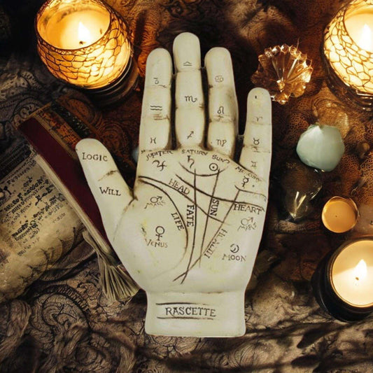 Antique-Style Palmistry Hand Figurine with Guide Booklet - 12.7cm David Lawrence Fortune-Telling Decor