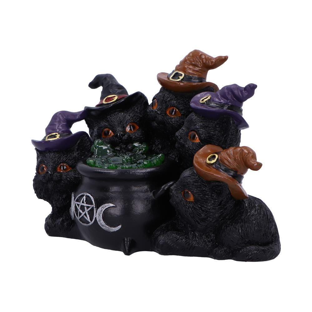 Mystical Light Up Black Cats & Cauldron Ornament Wicca Witchcraft Home Decor Gift