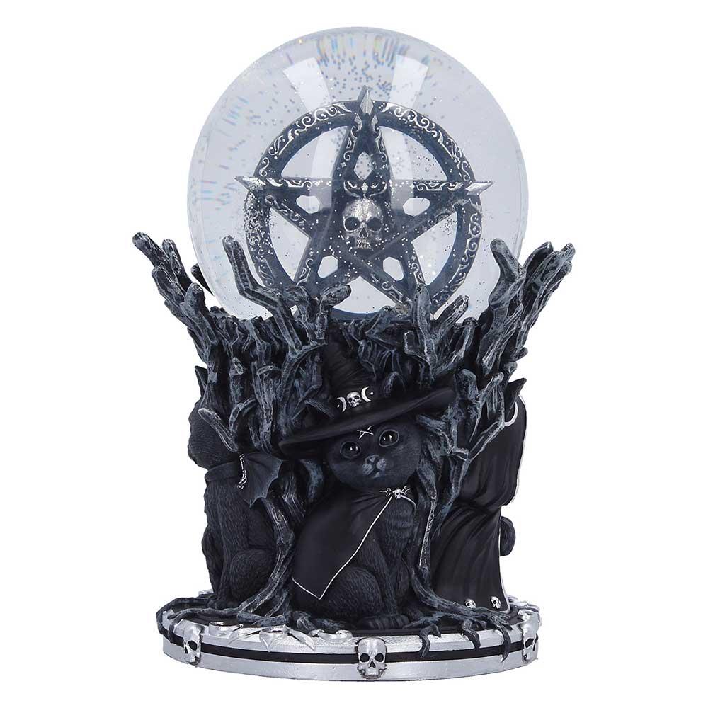 Cult Cuties Snow Globe Gothic Cat Witch Pentagram Occult Ornament Collectibles