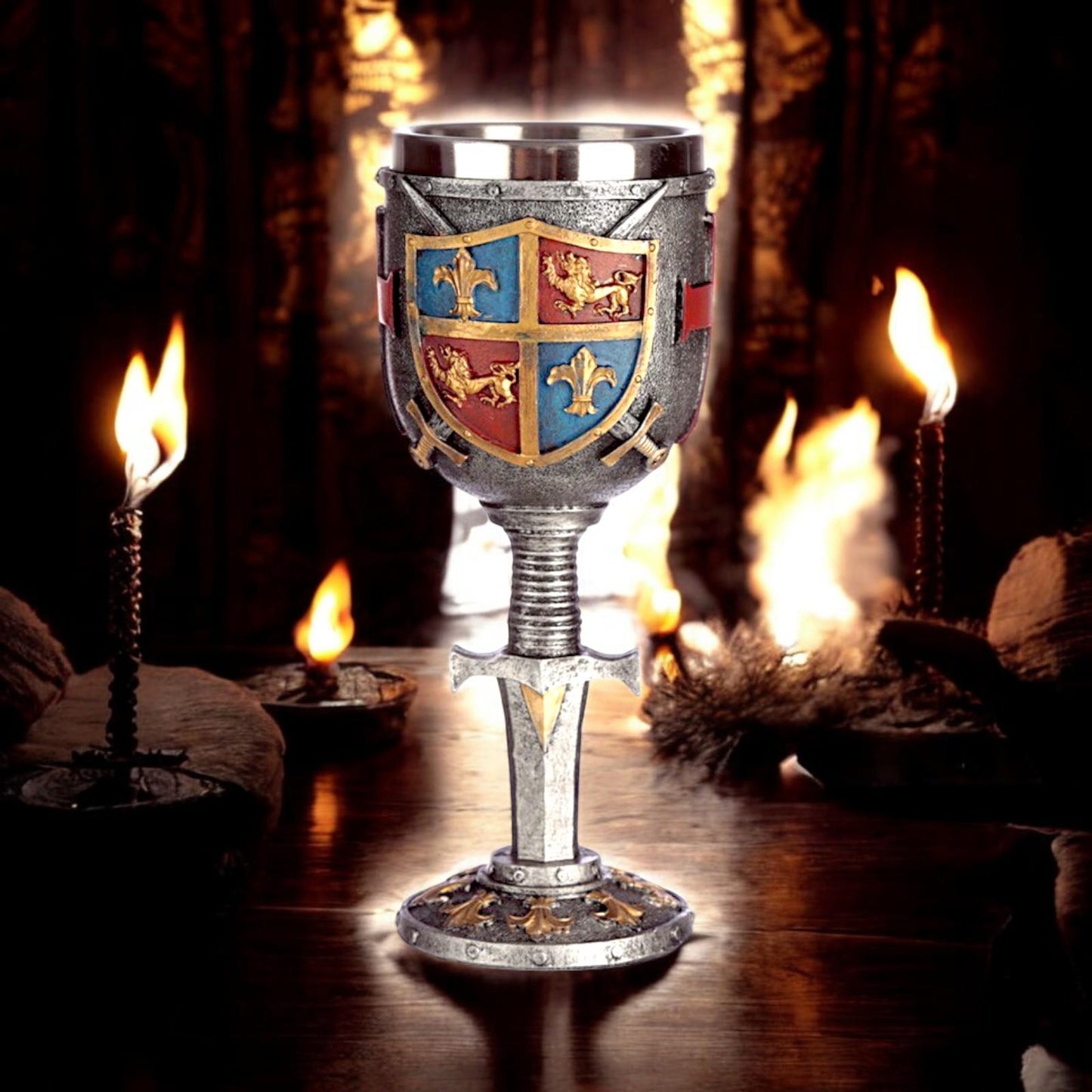 Knight Templar Goblet Medieval Chalice Crusader Cup Gothic Drinkware Decor 19cm