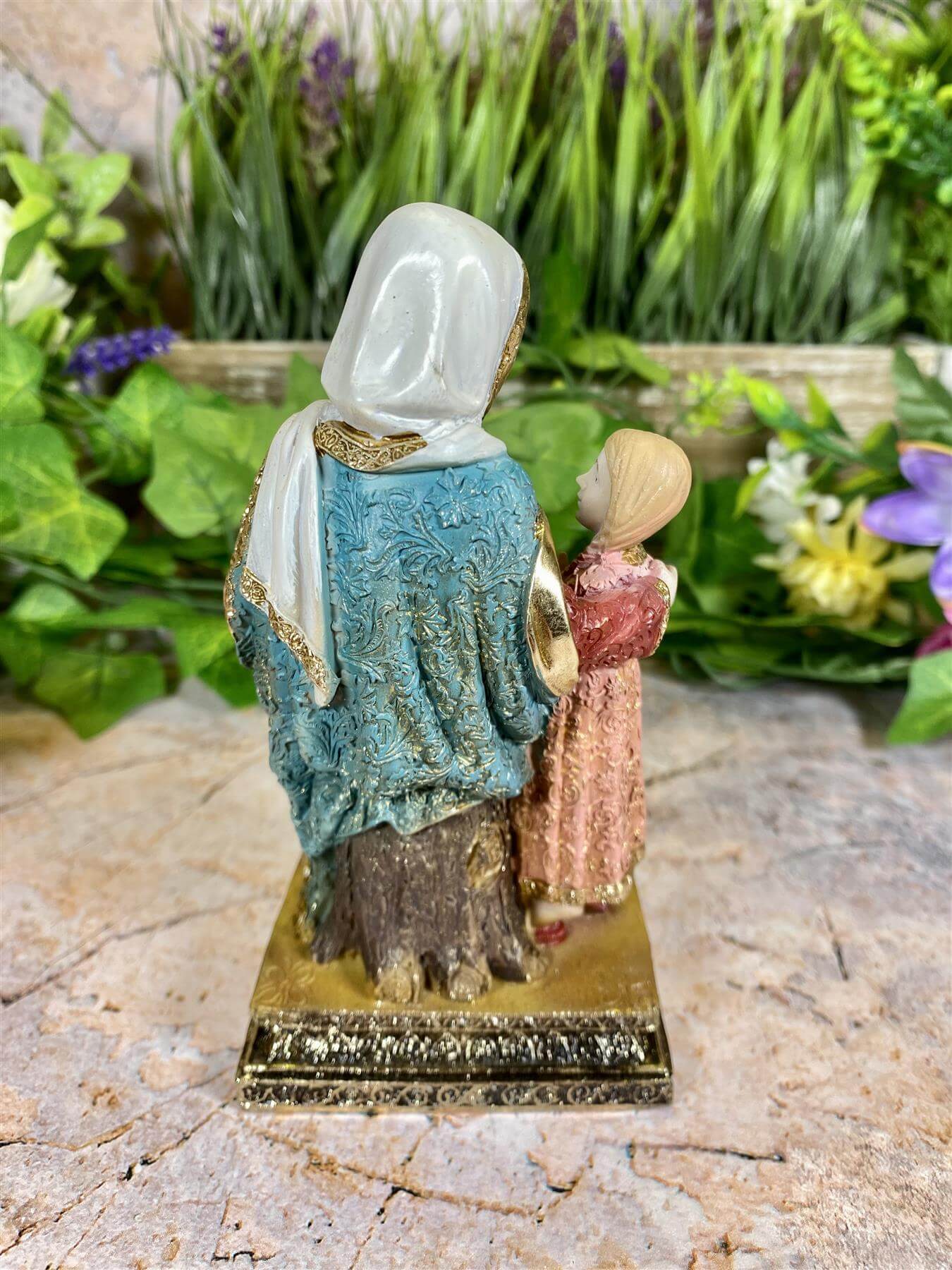 Saint Anne and Child Resin Figurine, Religious Statue, Patron Saint Decor, Inspirational Christian Art, Hand-Painted Family Sculpture-Osiris Craftworks