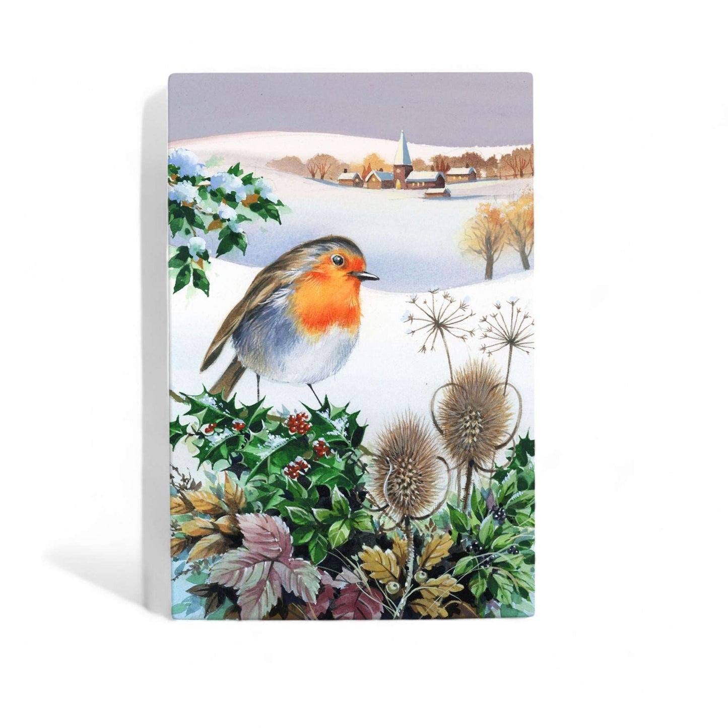 Robin Snowy Fields Art Tile by R. Fathers – 30x20cm Decor