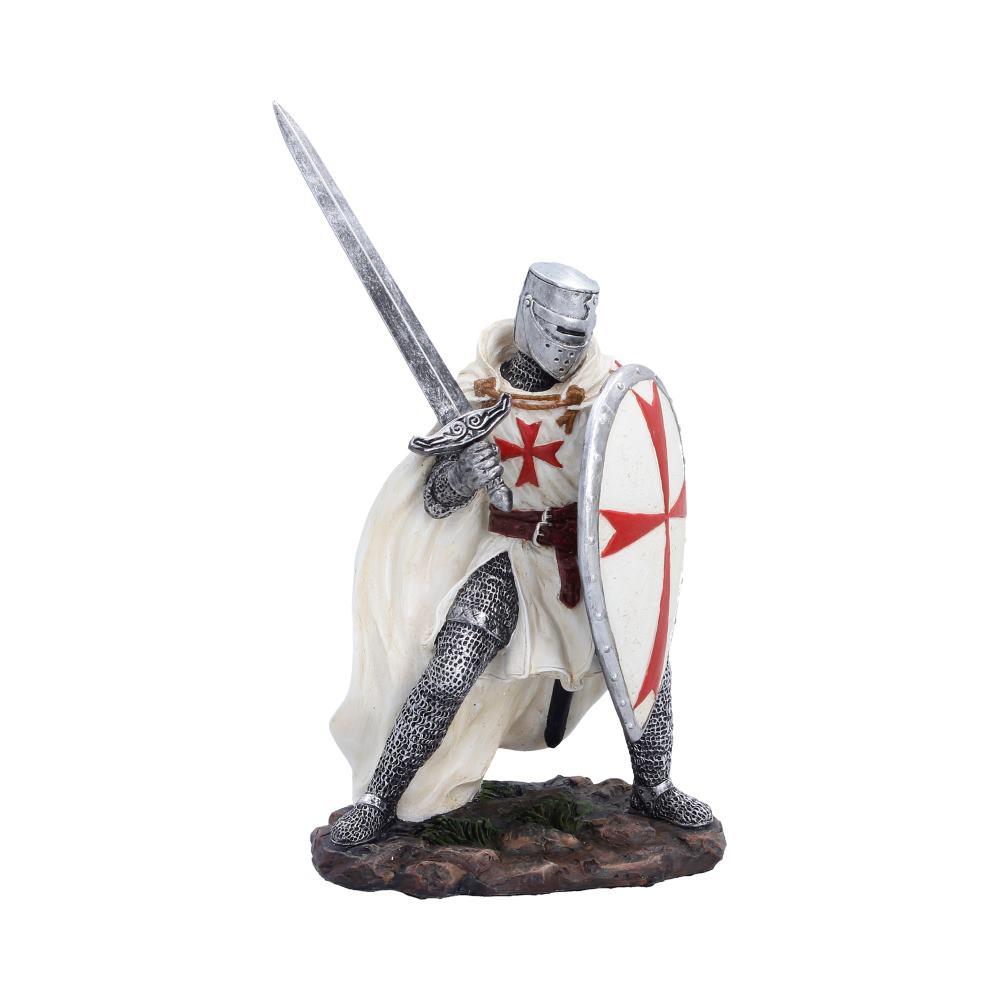 White Templar Knight Statue Figurine Ornament Medieval Crusader Sword Shield