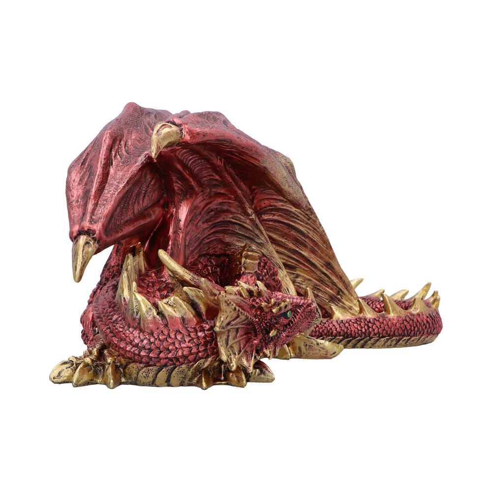 Mythical Red Gothic Dragon Resting Fantasy Creature Figurine Enchanted Decor