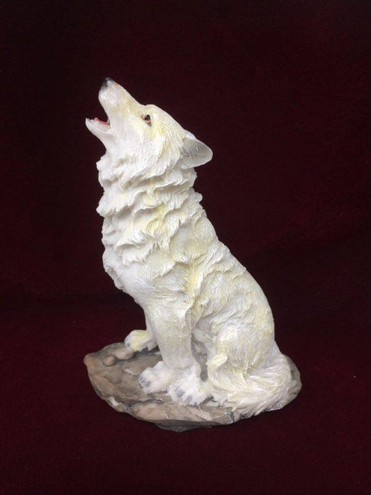 Novelty Howling Wolf Figurine Statue Small Ornament Wolves Collection Gothic Style Sculpture Full Moon