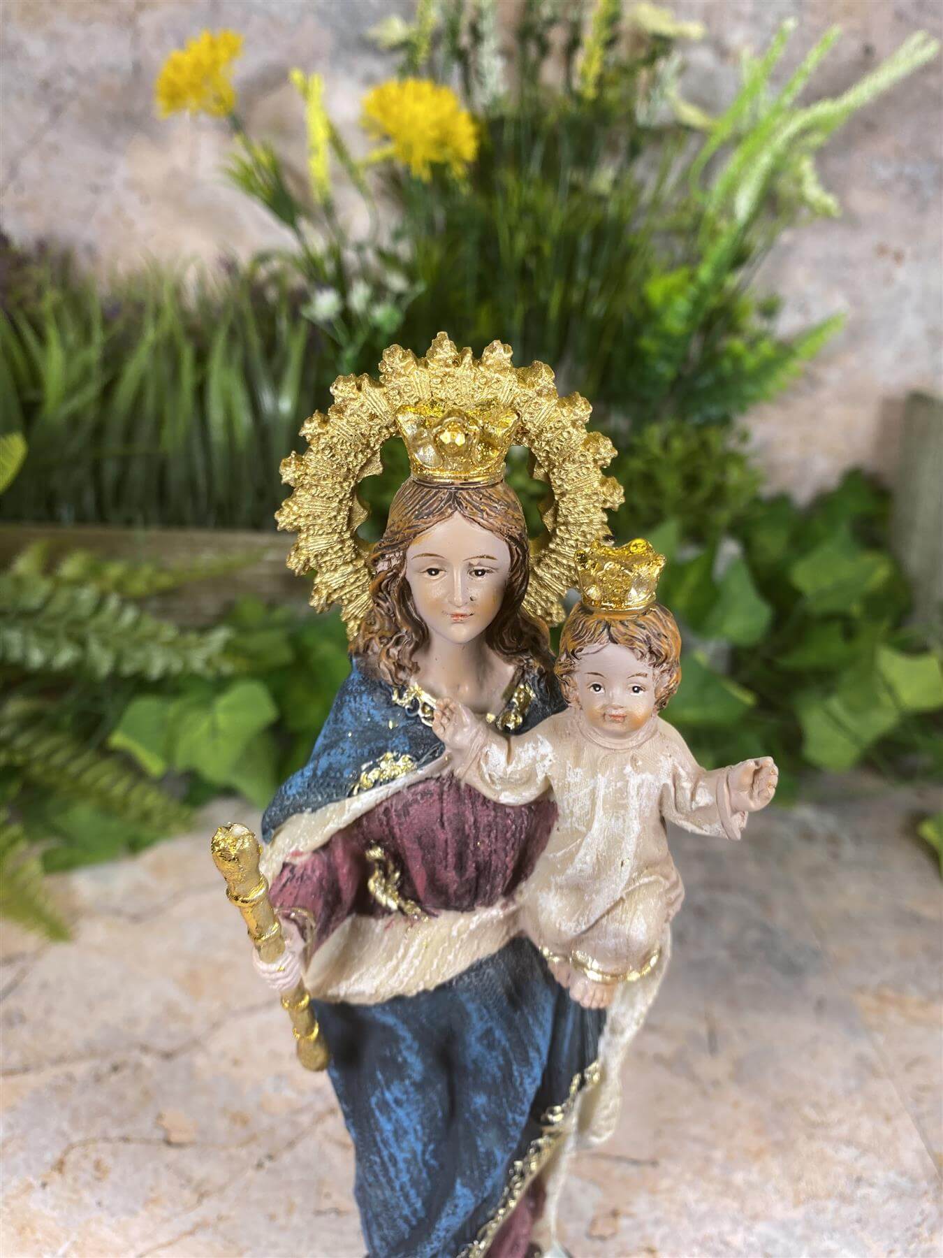 Our Lady of Mount Carmel Virgin Mary Sculpture Statue Religious Ornament 13 cm