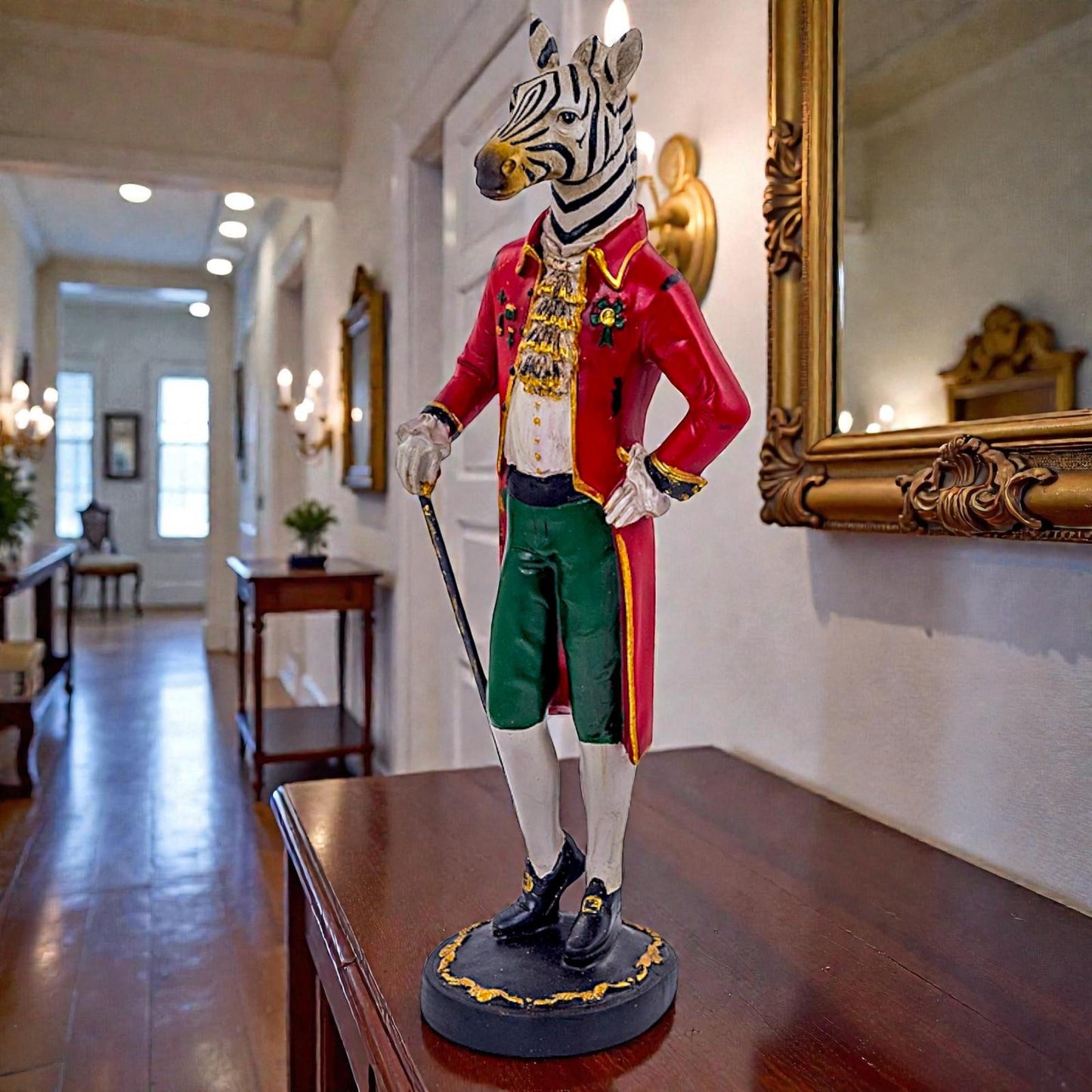 Dapper Gentry Zebra Figure Elegant  Animal Statue Gentleman Ornament Art