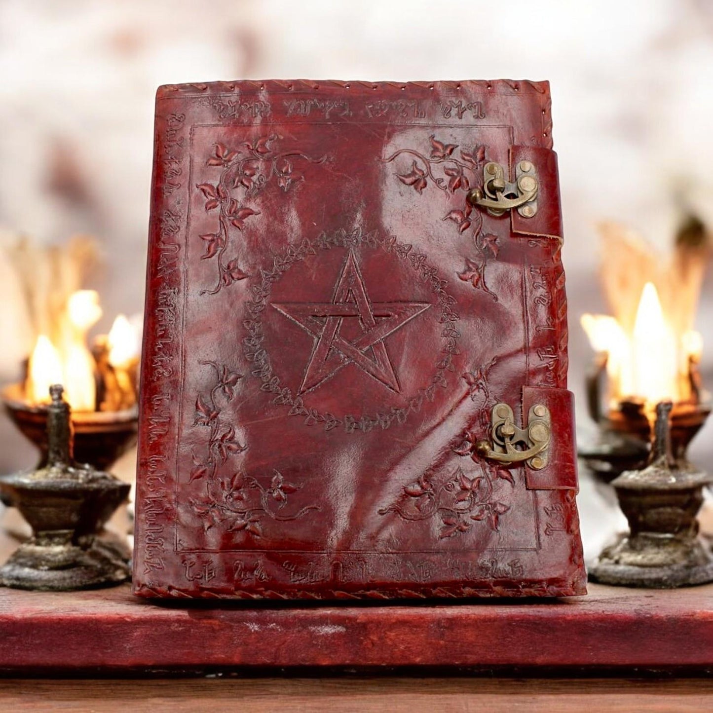 Large Leather Pentagram Book of Shadows Wiccan Altar Pagan Notebook Occult Gift