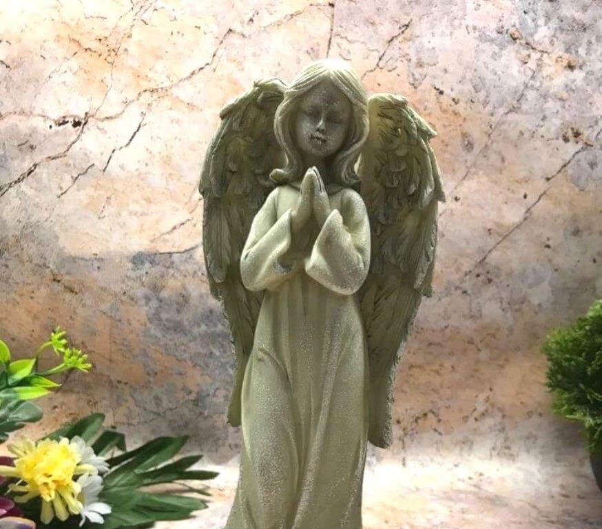 Guardian Angel Praying Graveside Sculpture Memorial Grave Peaceful Garden Ornament