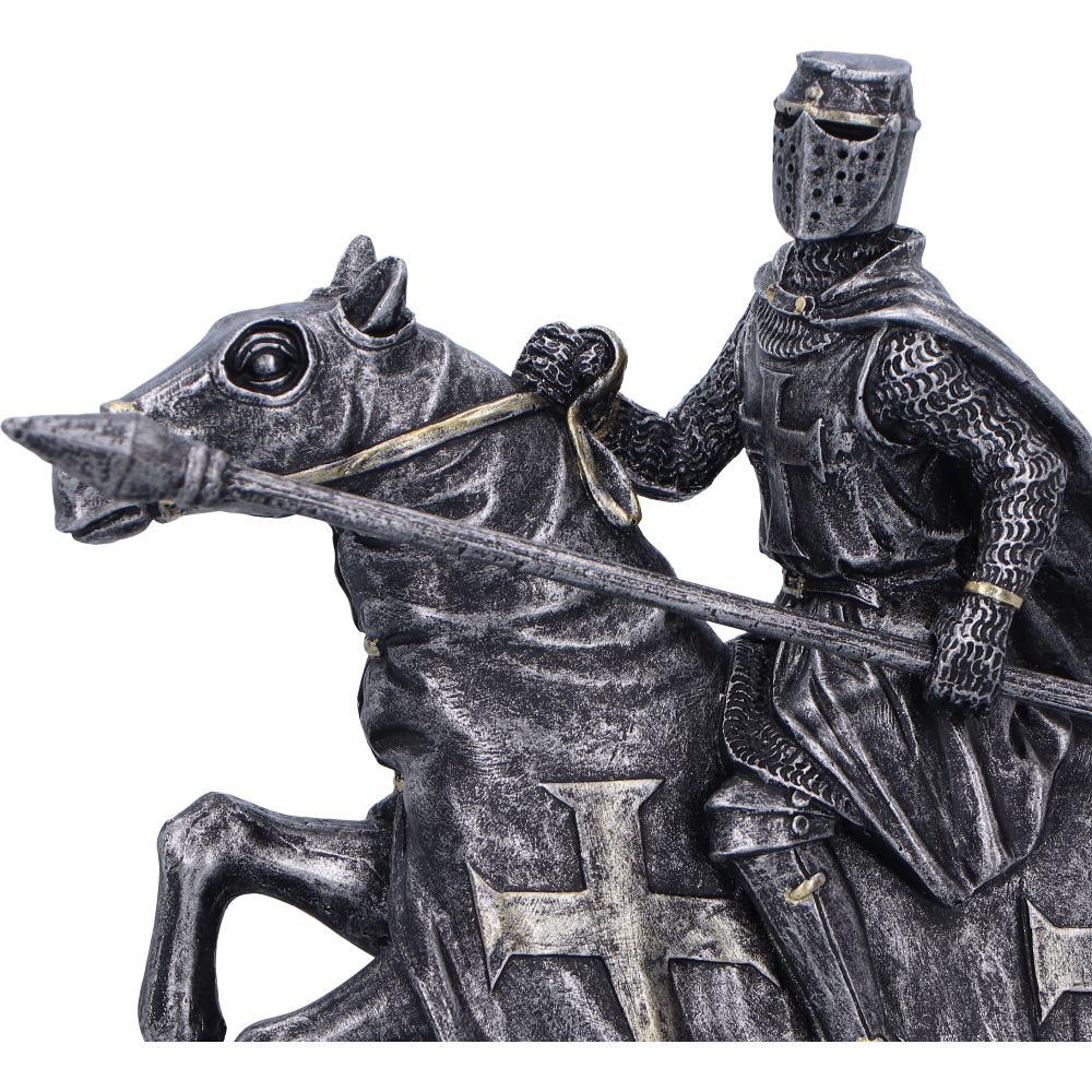 Crusader Templar Warrior Statue Horseback Knight Figurine Medieval Ornament