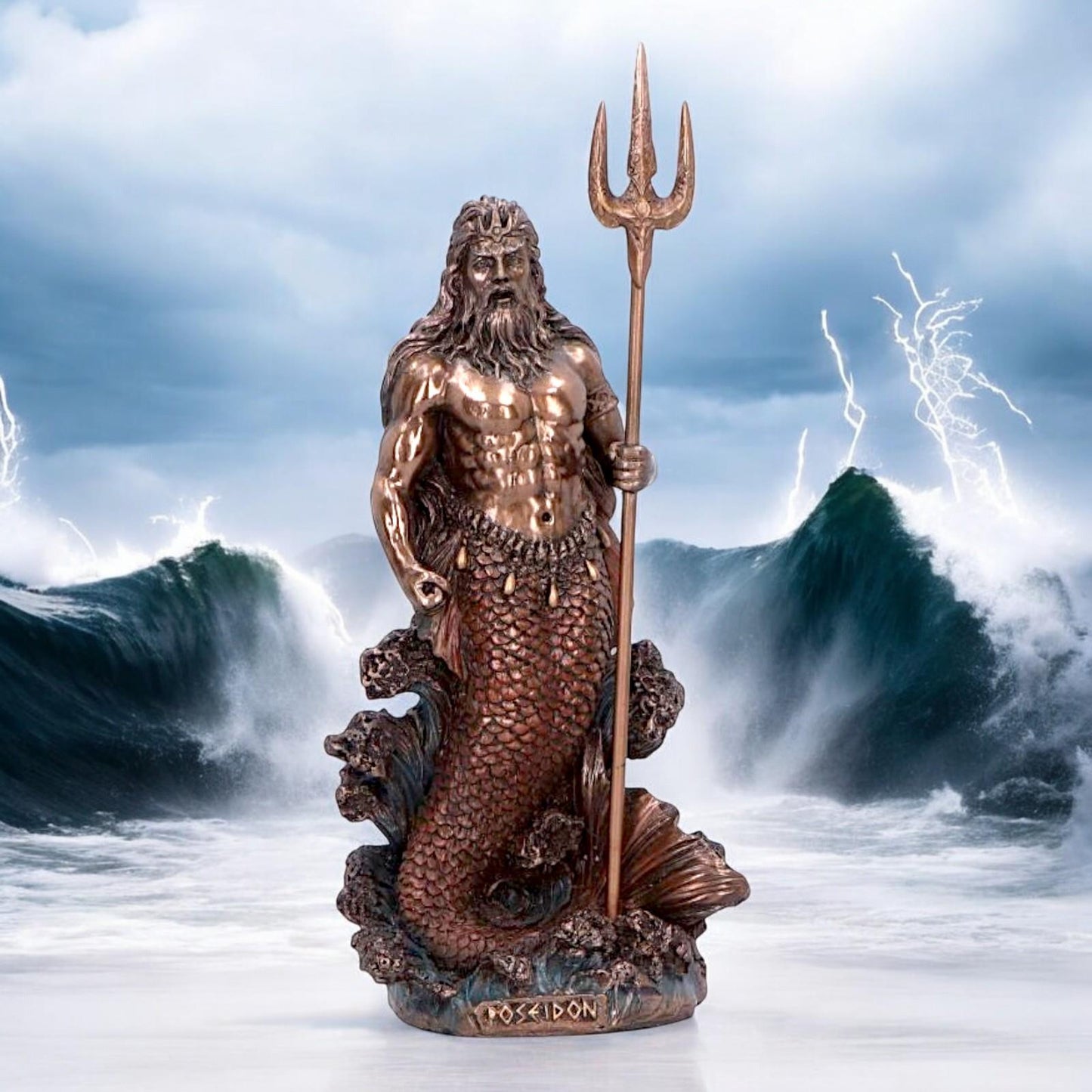 Poseidon God of the Sea Bronze Figurine 18.5cm | Mythology Decor Statue Gift