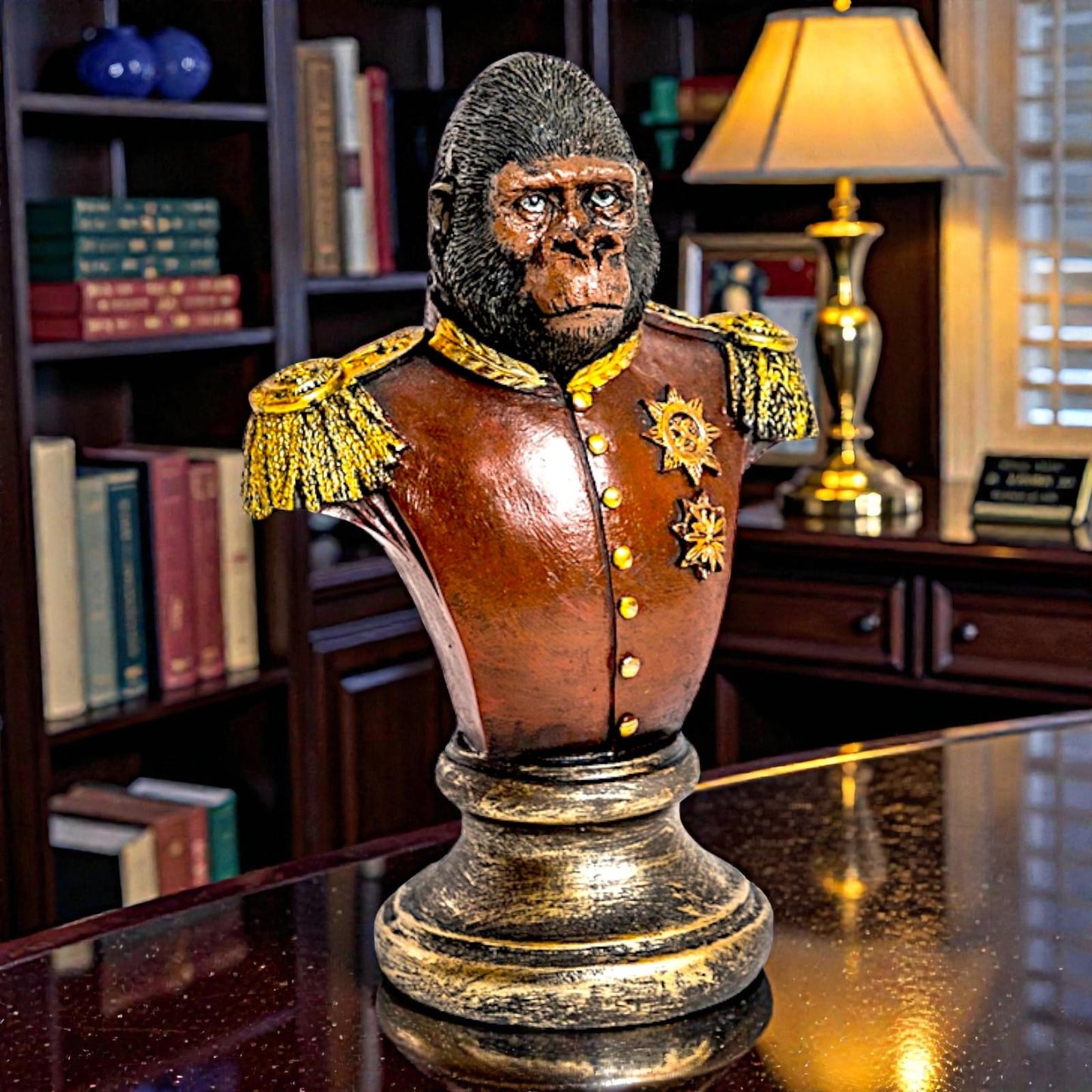 Gorilla Officer Bust Steampunk Military Animal Figure Regency Home Ornament