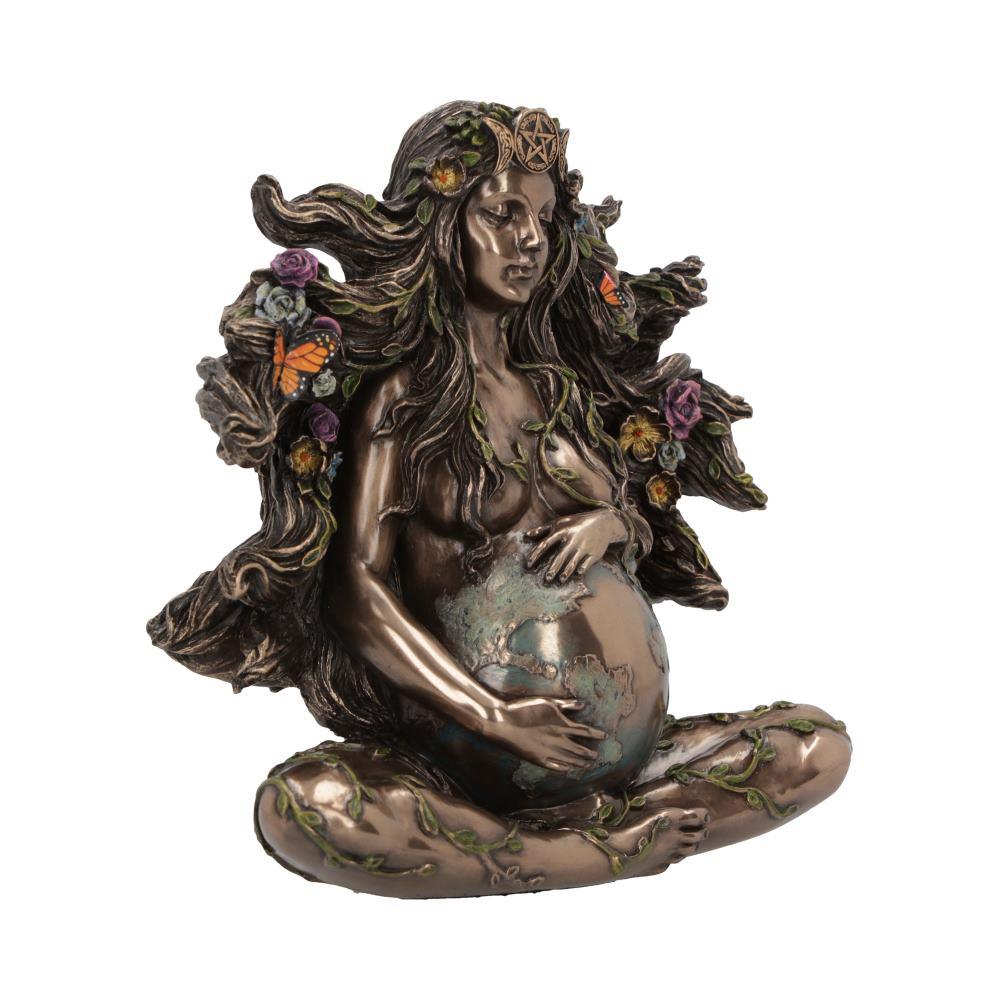 Gaea Mother Earth Goddess Bronze Figurine Pagan Wiccan Nature Spirit Statue