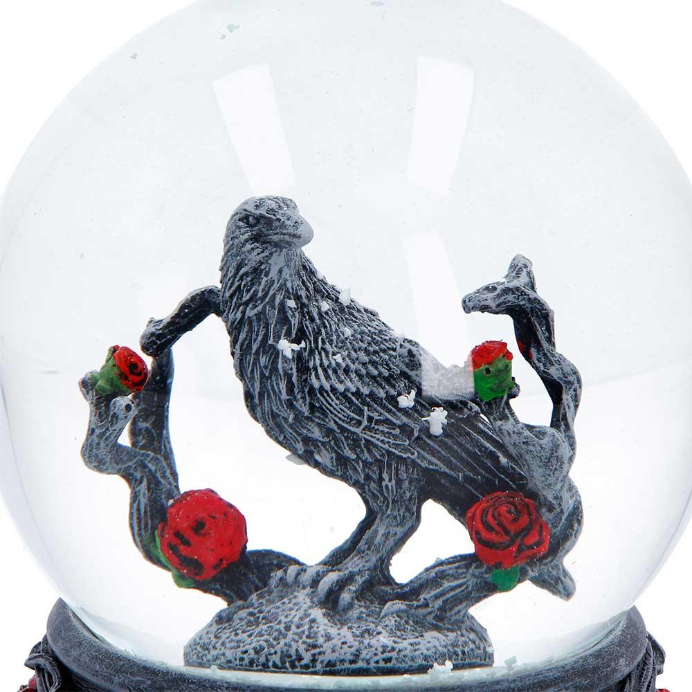 Dark Romance Raven Snow Globe Gothic Rose Ornament Alternative Decor
