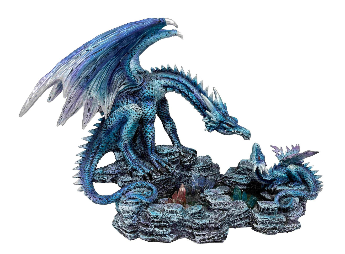 Gothic Dragon Figurine Blue Resin Sculpture Mythical Creature Fantasy Home Ornament