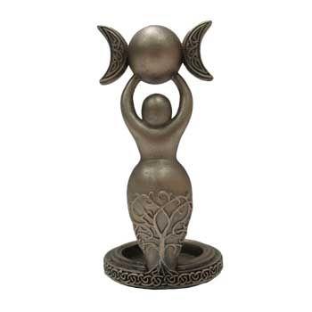 Wiccan Spiral Goddess Candle Holder 12cm - Hand-Painted Bronze Pagan Gift