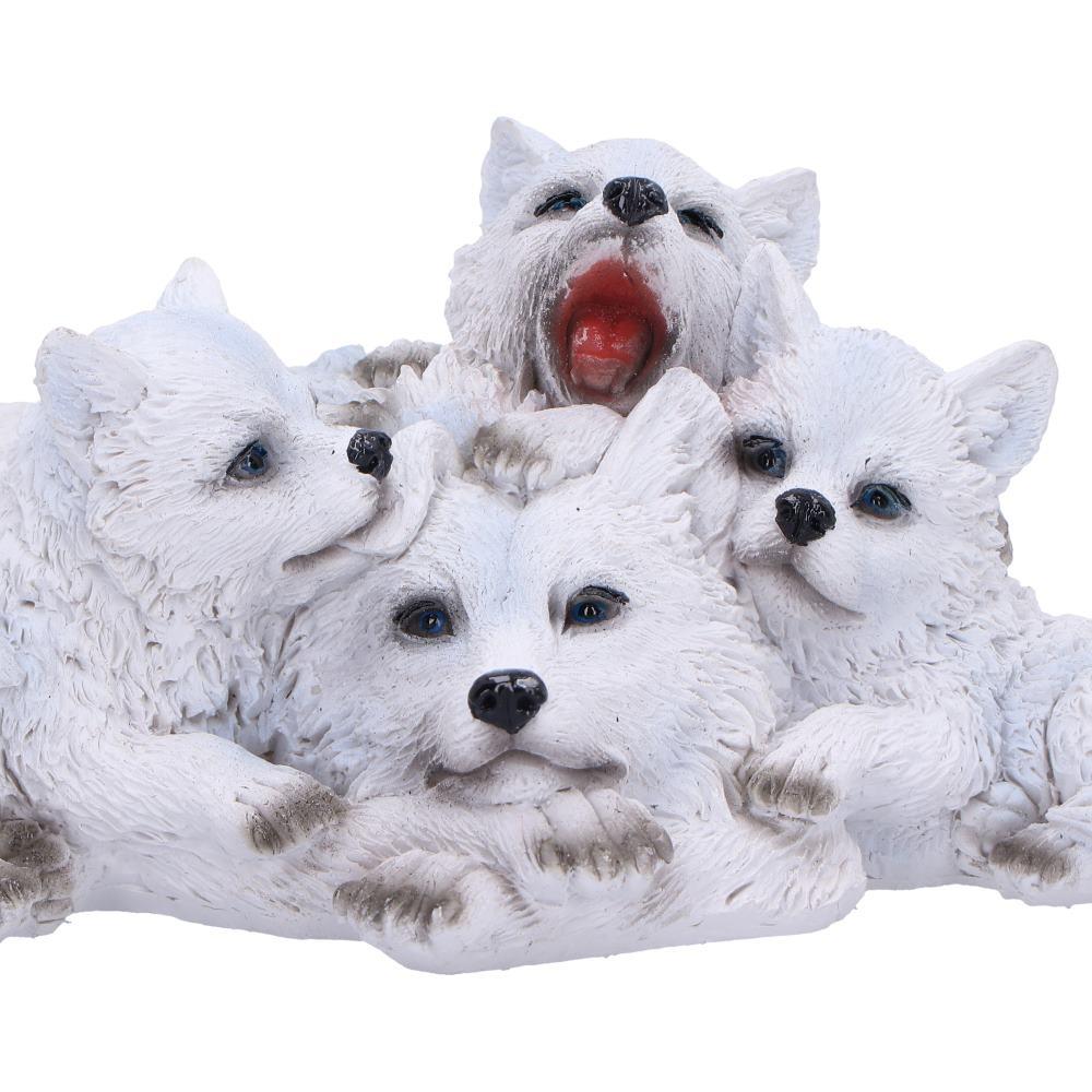 Wolf Family Figurine with Playful Pups Wildlife Decor Sculpture Animal Ornament
