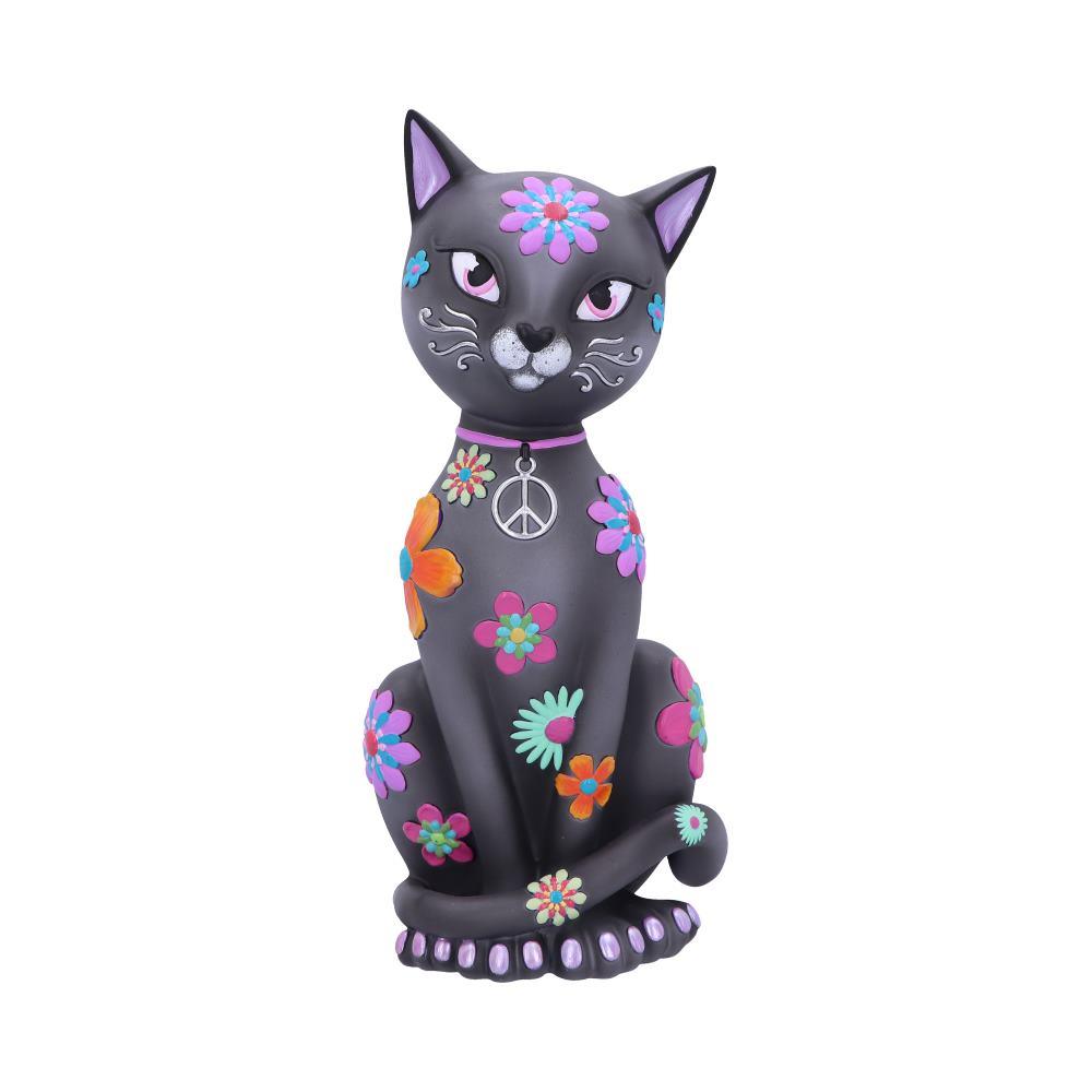 Boho Cat Ornament Colourful Hippy Kitty Figurine Funky Bohemian Animal Decor