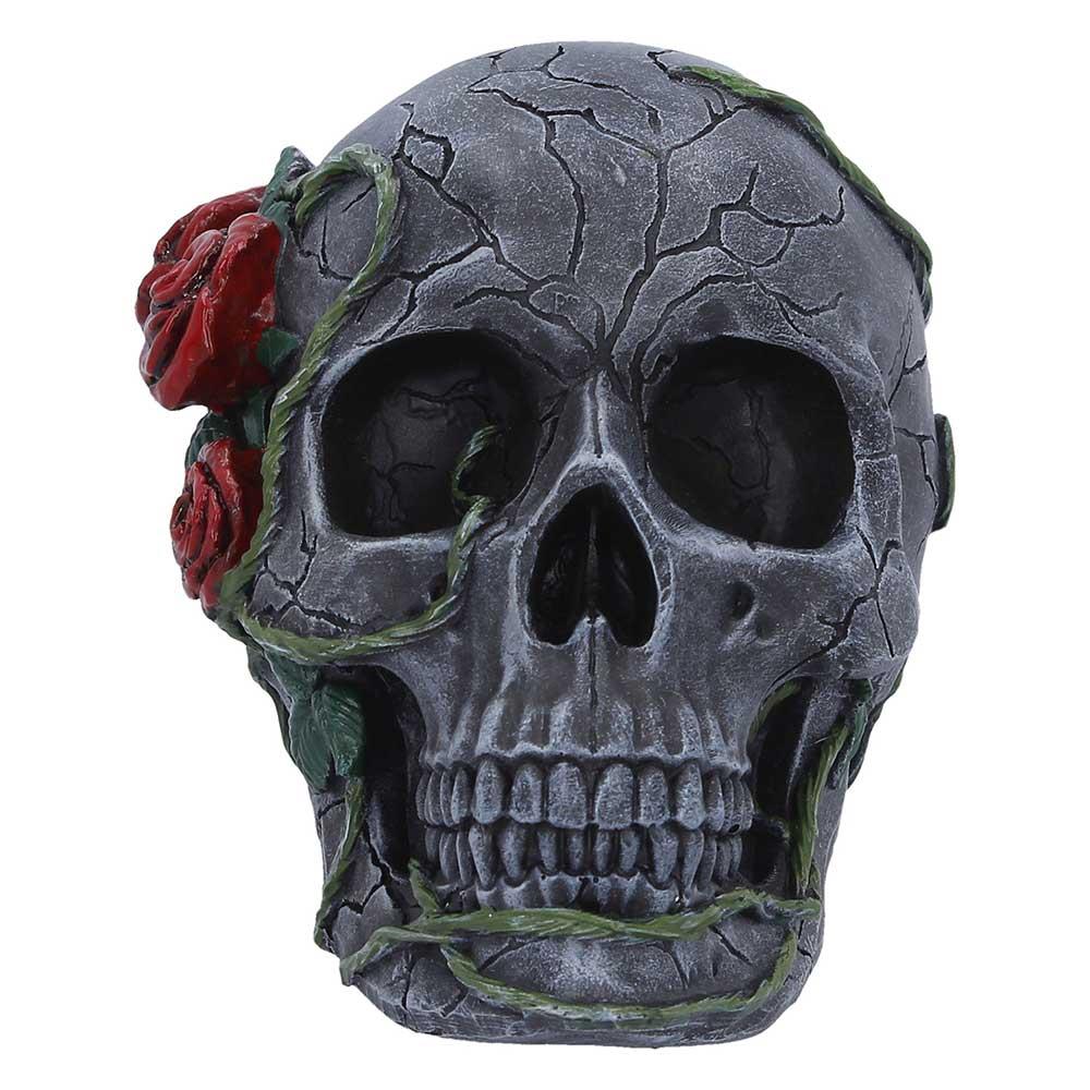 Gothic Skull with Roses Figurine Floral Vine Dark Fantasy Ornament Sculpture Art