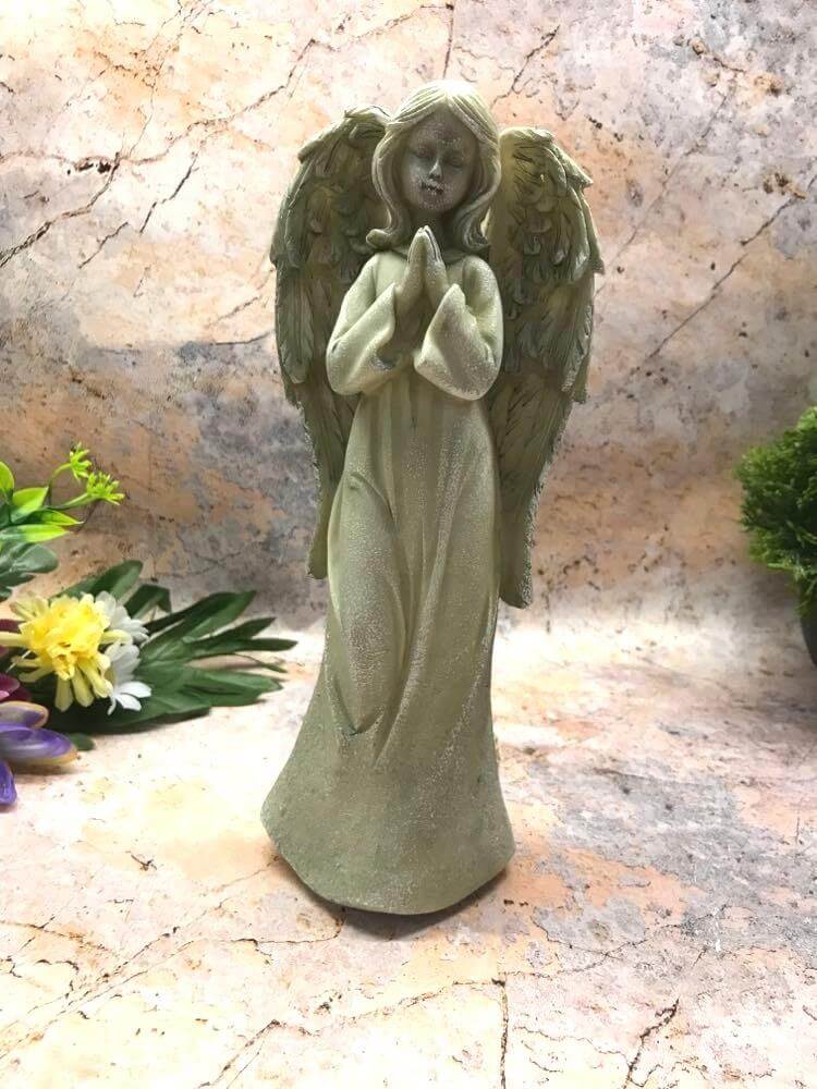 Guardian Angel Praying Graveside Sculpture Memorial Grave Peaceful Garden Ornament