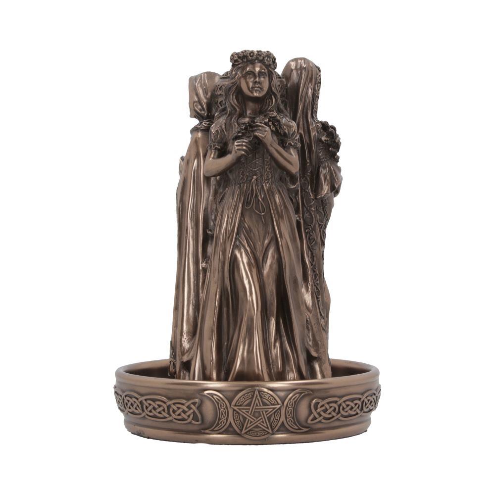 Celtic Triple Goddess Statue Incense Burner Pagan Altar Decor Smoke Cone Holder