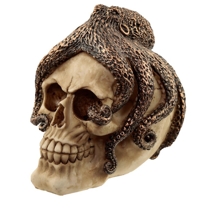 Fantasy Octopus Skull Statue Gothic Steampunk Home Decor Figurine Ornament