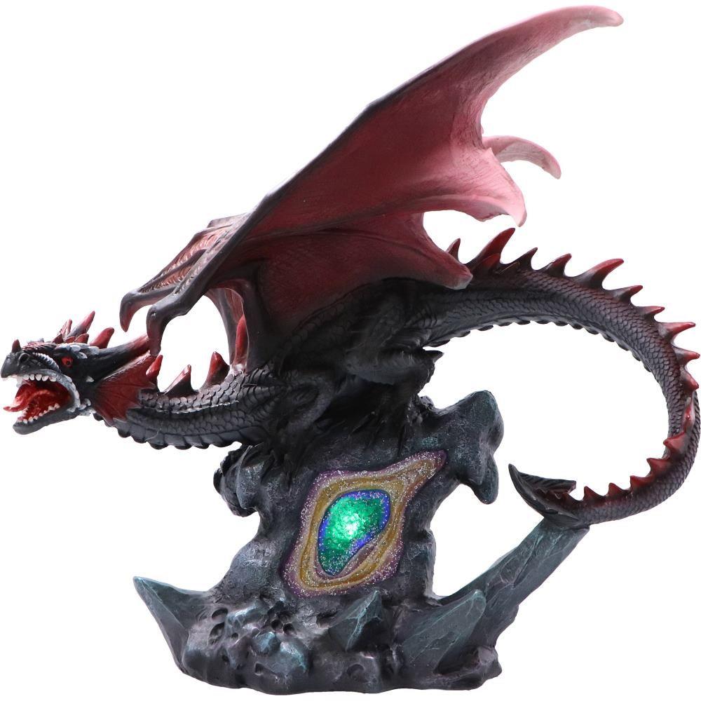 Majestic Fantasy Dragon Figurine with LED Light Up Base Mystical Crystal Core Art Decor