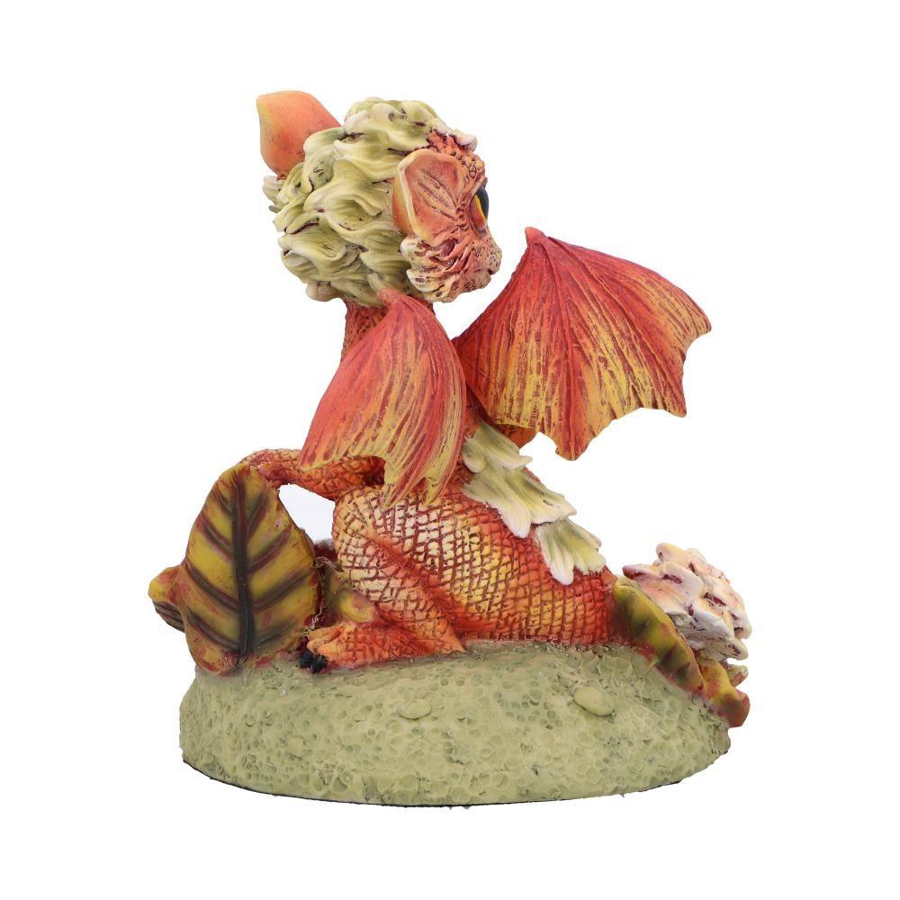 Baby Dragon Fantasy Statue Orange Mythical Creature Figurine Floral Resin Collectible