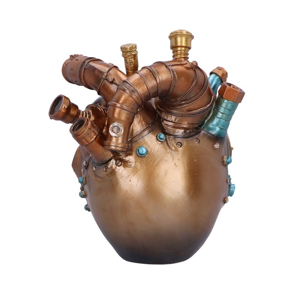 Steampunk Skull Heart Figurine Mechanical Gothic Ornament with Gears & Pipes